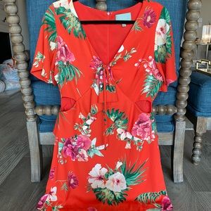 Red floral Hawaiian dress